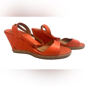 Tory Burch Orange Espadrille Wedges